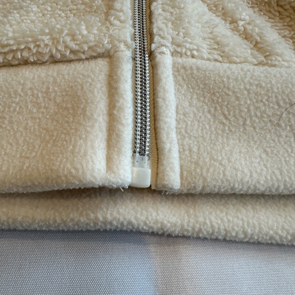 Women's Vest Plush Sherpa full front zipper Cream Off White Cozy L Large Kyodan - Picture 7 of 14